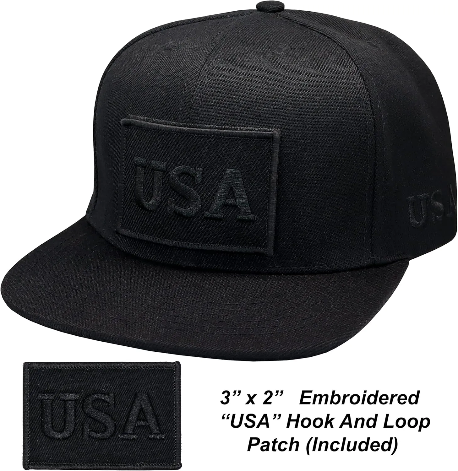 Antourage American Flag Unisex Baseball Hat for Men and Women | USA Flag Mesh Snapback Flat Visor Cap   2 Patriotic Patches