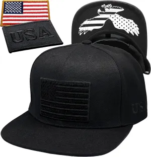 Antourage American Flag Unisex Baseball Hat for Men and Women | USA Flag Mesh Snapback Flat Visor Cap   2 Patriotic Patches