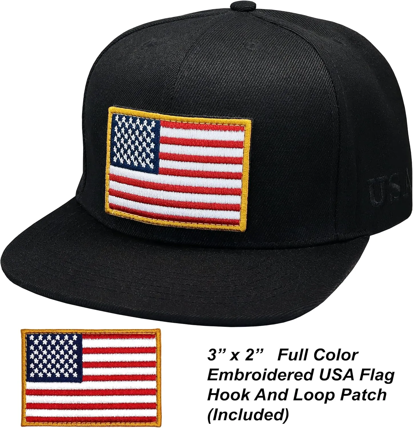 Antourage American Flag Unisex Baseball Hat for Men and Women | USA Flag Mesh Snapback Flat Visor Cap   2 Patriotic Patches