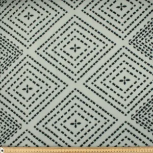 Black Dots Rhombus on Grey Printed Polar Fleece #13
