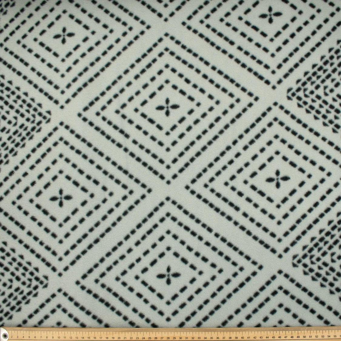Black Dots Rhombus on Grey Printed Polar Fleece #13
