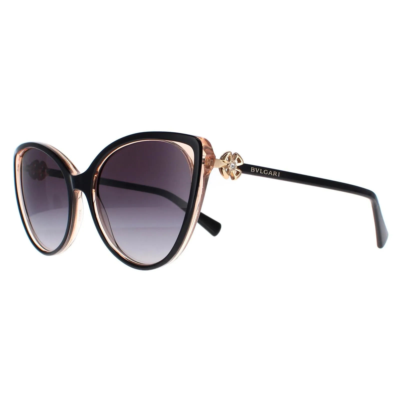 Bvlgari Sunglasses BV8246B 55168G Black on Peach Transparent Grey Gradient
