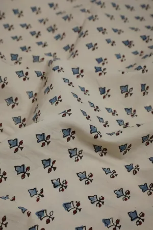 Cream with Tiny Motifs Ajrak Cotton Fabric