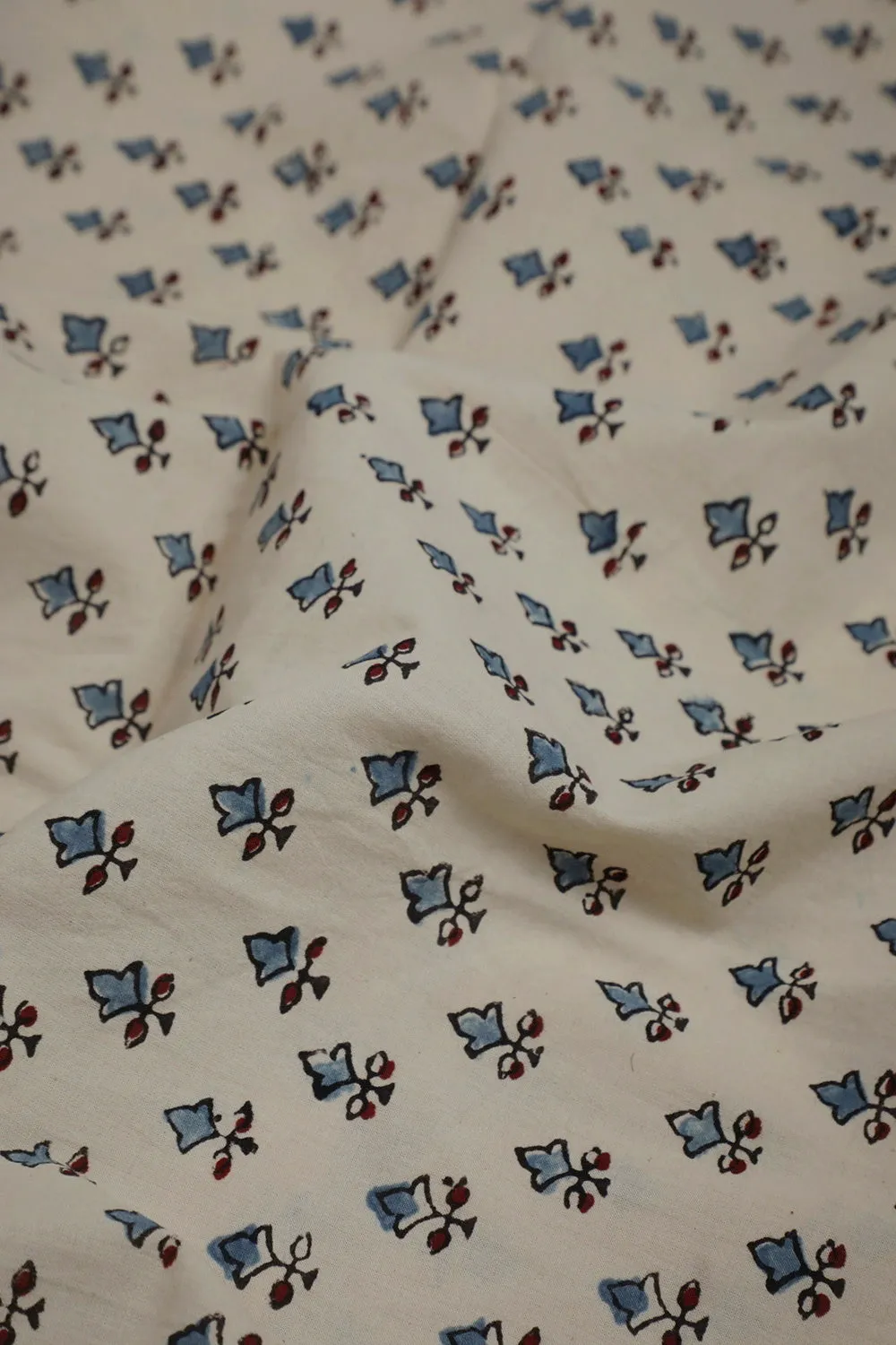 Cream with Tiny Motifs Ajrak Cotton Fabric