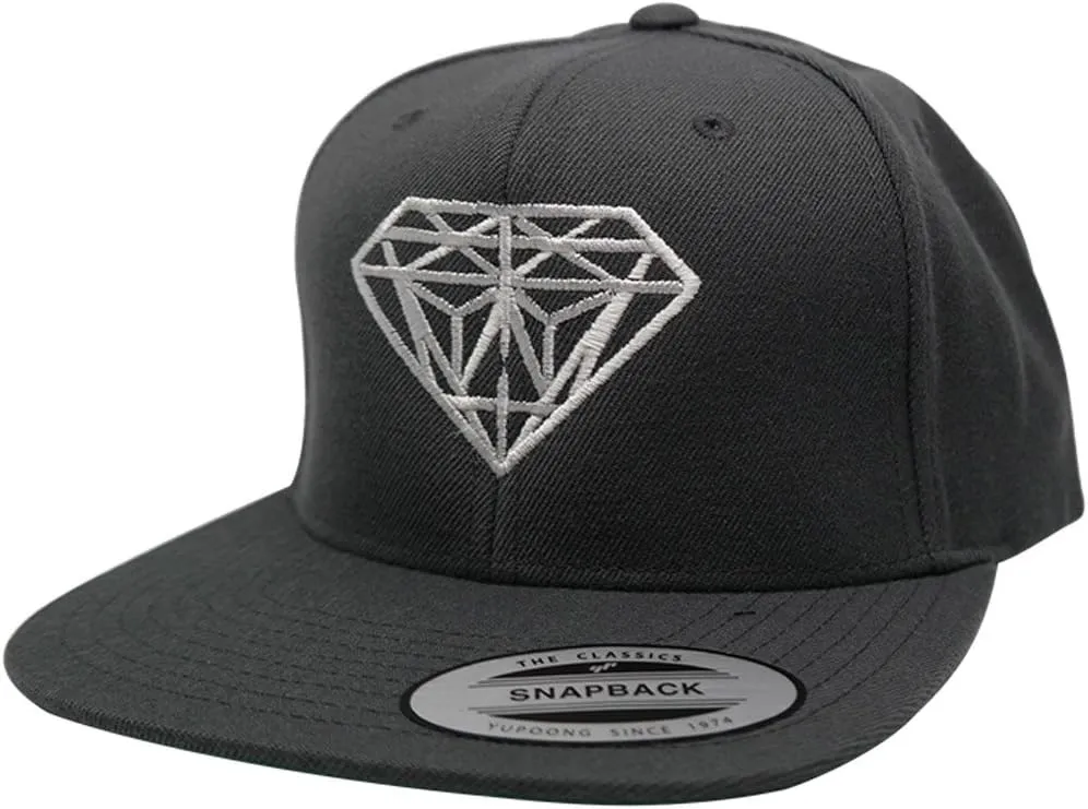 Diamond Embroidered Flat Bill Snapback Cap