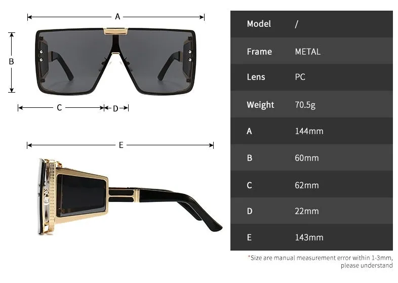 Fashion Square Oversized Retro Sunglasses