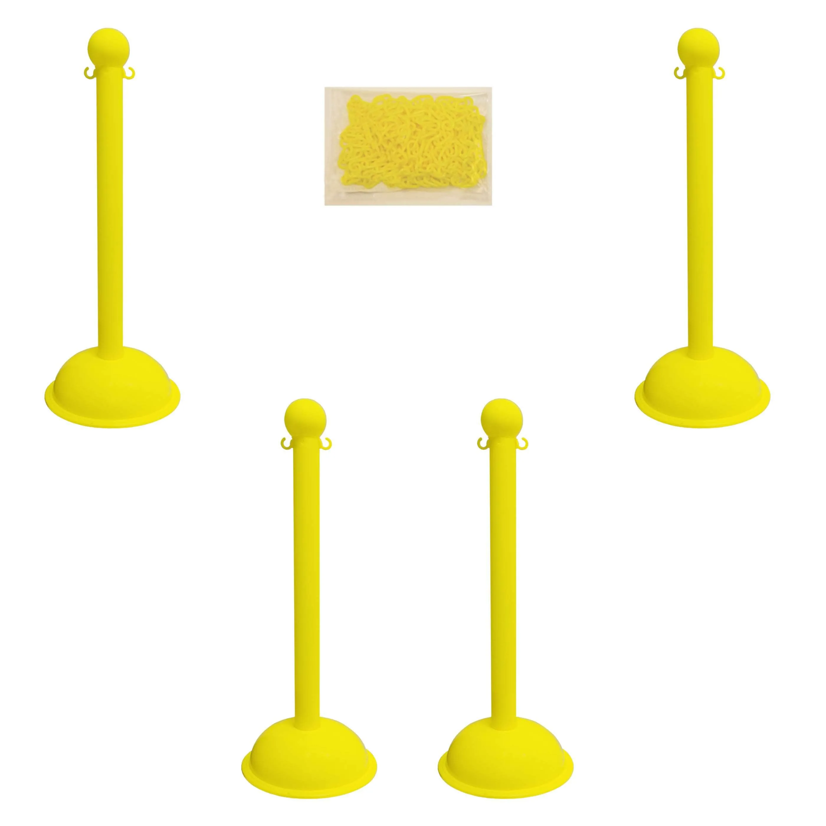 Heavy Duty Plastic Stanchion Posts and Chain Kit with (6) Posts and 50 Ft. of Chain