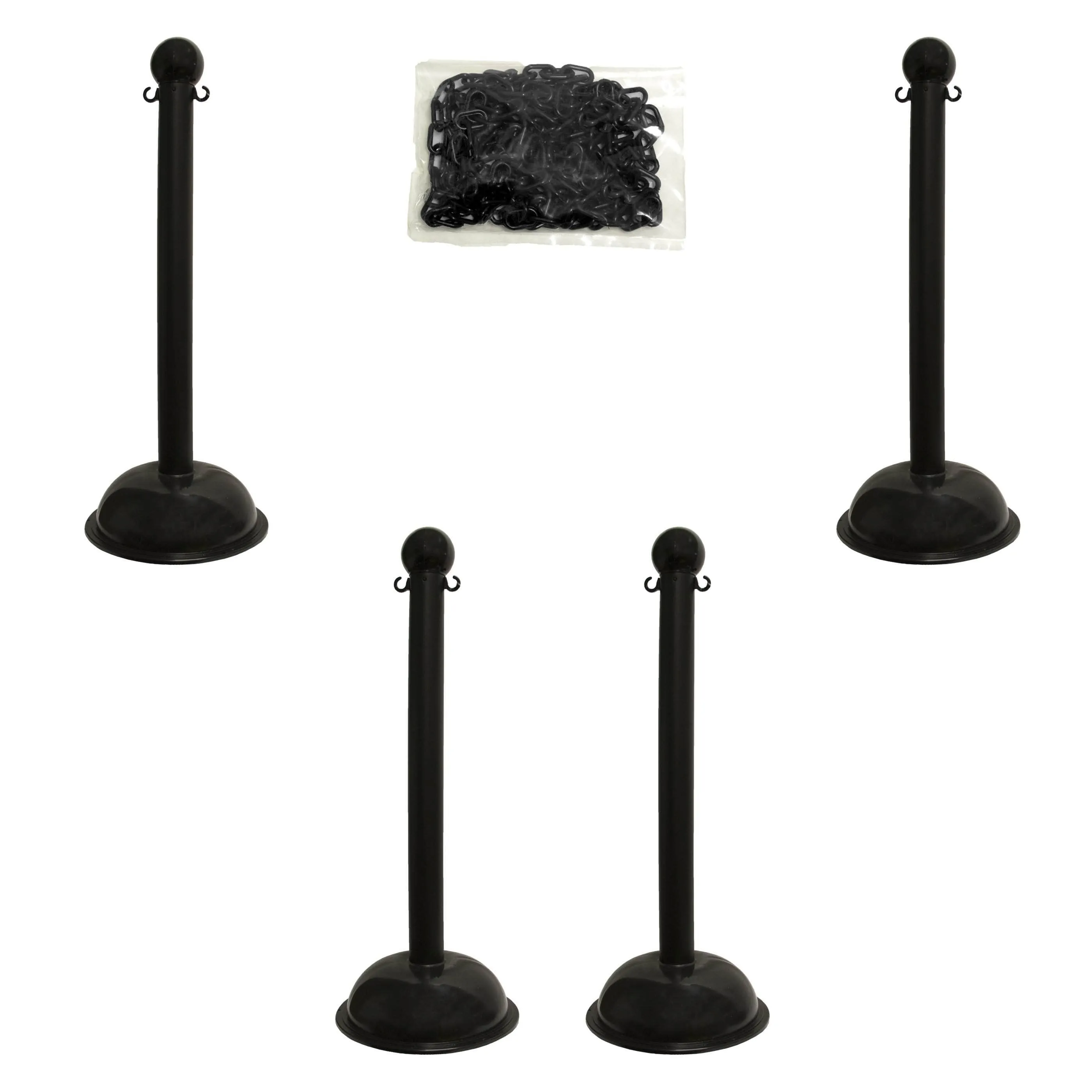 Heavy Duty Plastic Stanchion Posts and Chain Kit with (6) Posts and 50 Ft. of Chain