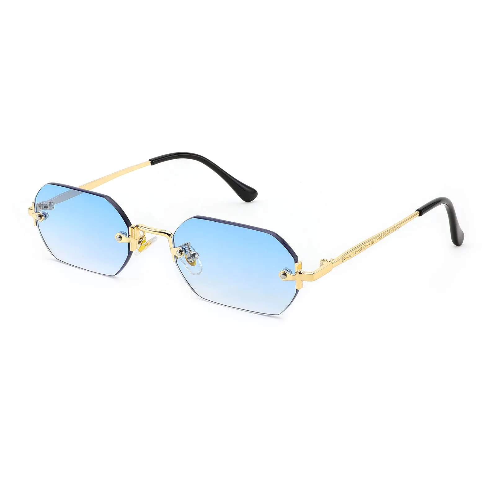 Karsaer Vintage Rectangle Sunglasses Rimless Frameless Candy Color Glasses Women Men