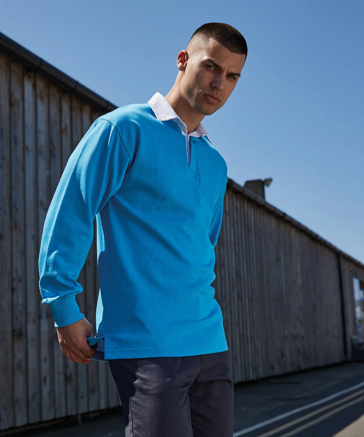 Long sleeve plain rugby shirt | Red/White