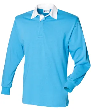 Long sleeve plain rugby shirt | Surf Blue/White