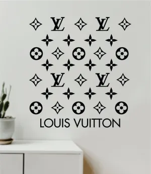 Louis Vuitton Logo Pattern V5 Wall Decal Home Decor Bedroom Room Vinyl Sticker Art Quote Designer Brand Luxury Girls Cute Expensive LV