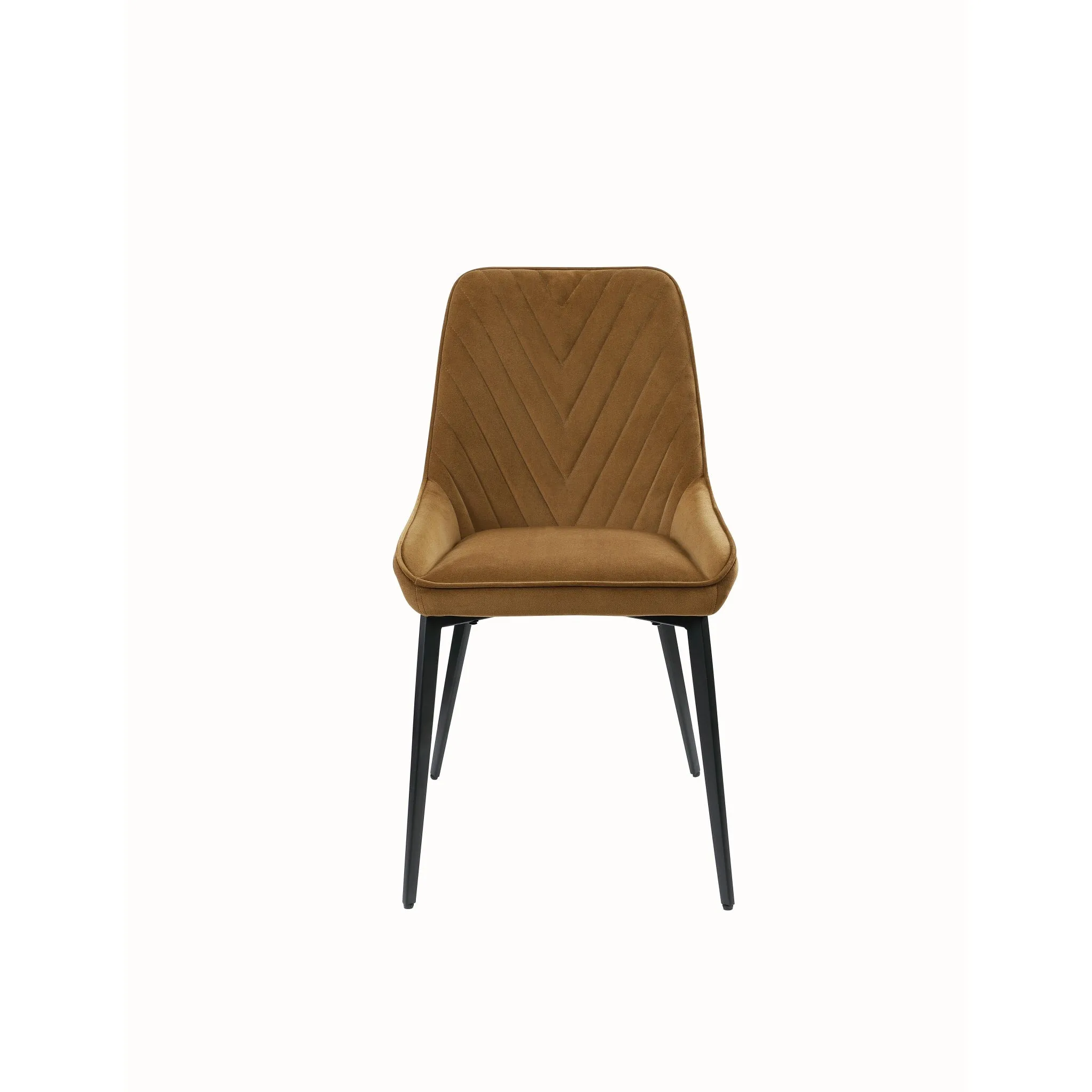 Lucia Upholstered Dining Chair in Cognac Velvet and Black Metal