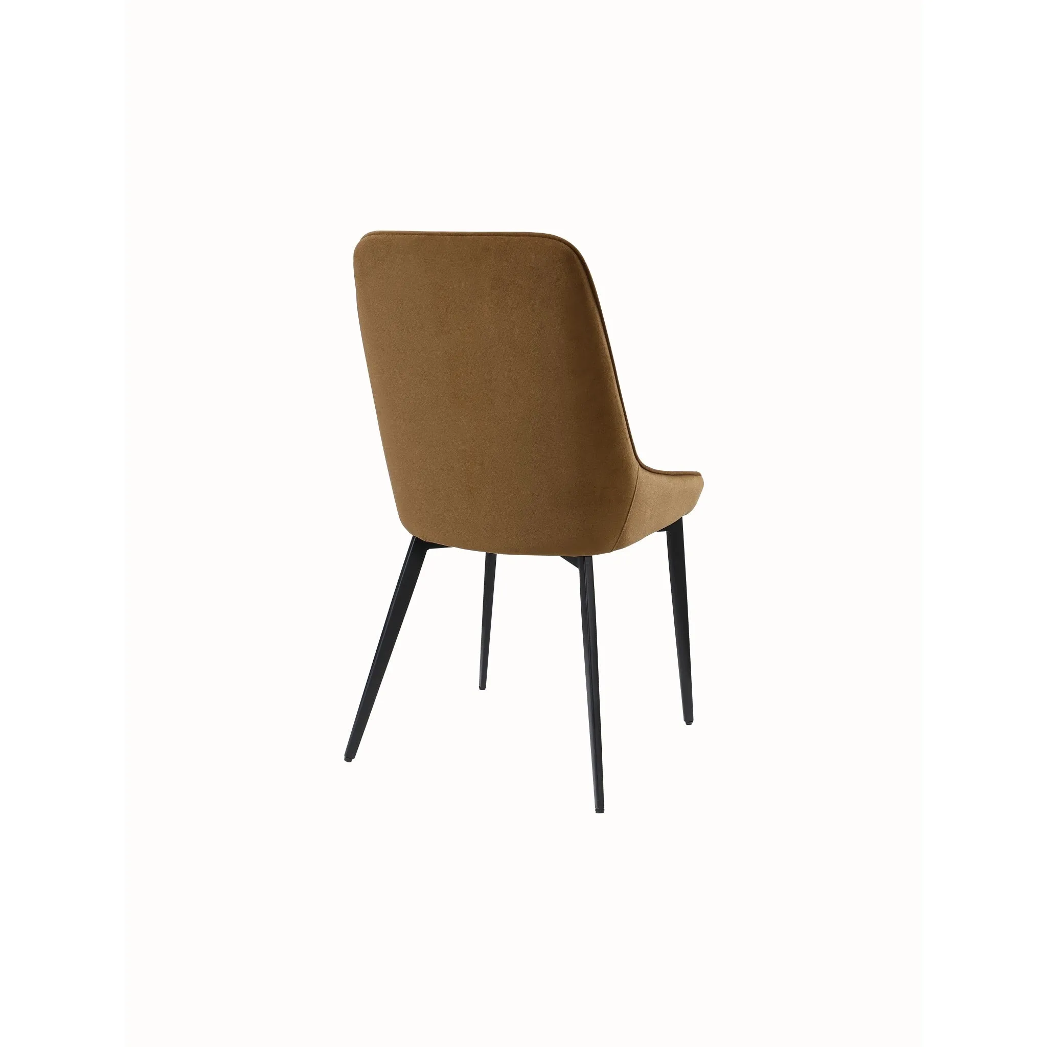 Lucia Upholstered Dining Chair in Cognac Velvet and Black Metal