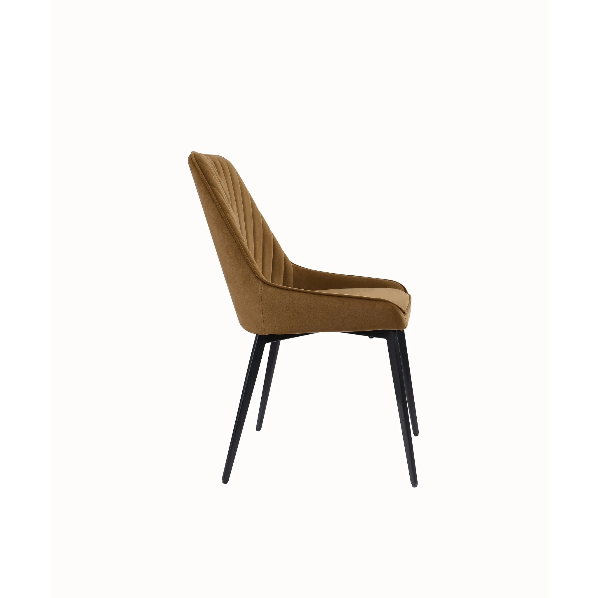 Lucia Upholstered Dining Chair in Cognac Velvet and Black Metal