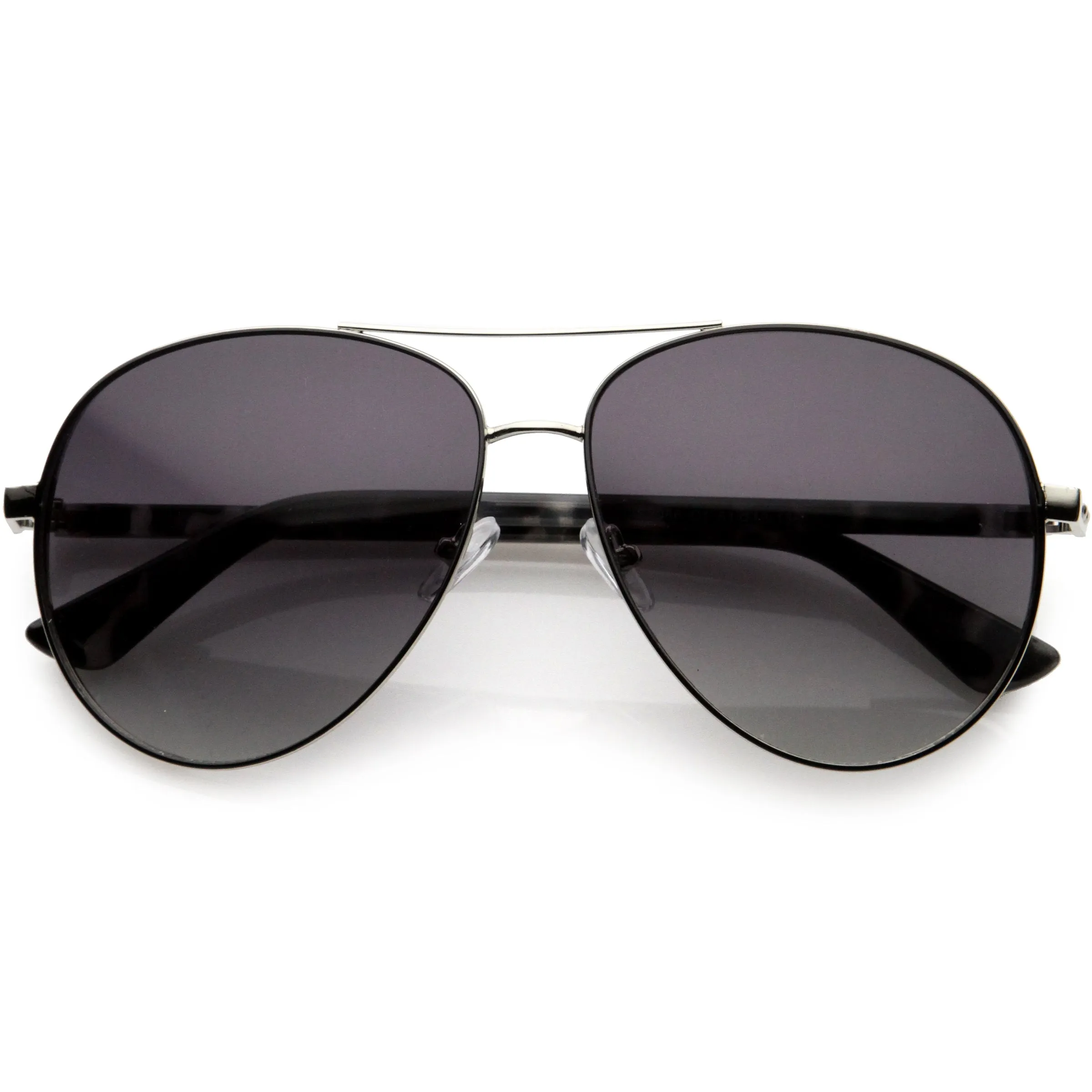 Luxe Oversize Pilot Two-Tone Double Metal Side Cover Cut Out Aviator Sunglasses D054
