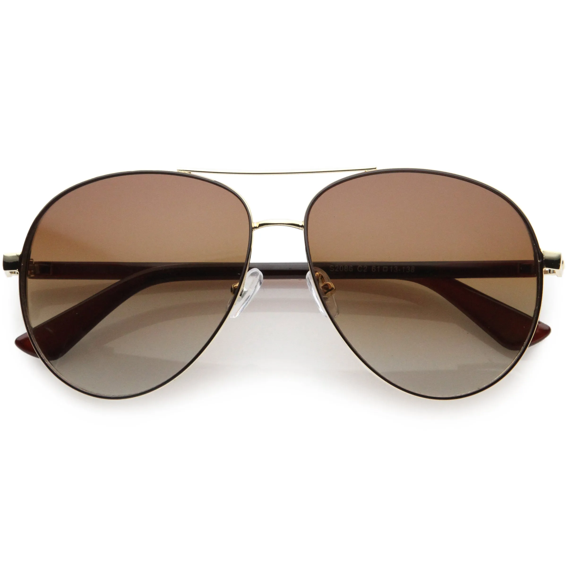Luxe Oversize Pilot Two-Tone Double Metal Side Cover Cut Out Aviator Sunglasses D054