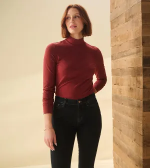 Mock Neck Top - Russet Brown