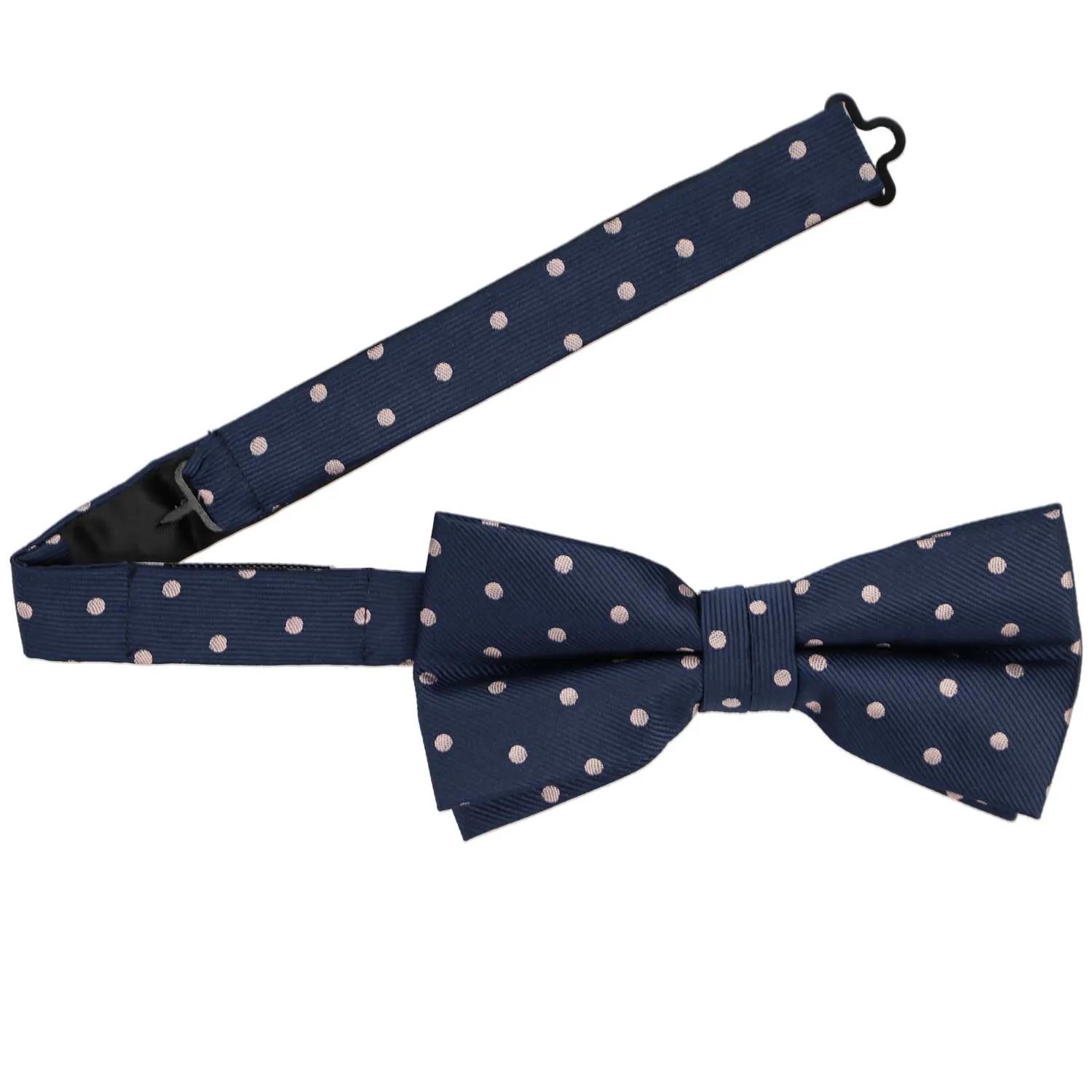Navy Blue and Blush Pink Polka Dot Bow Tie