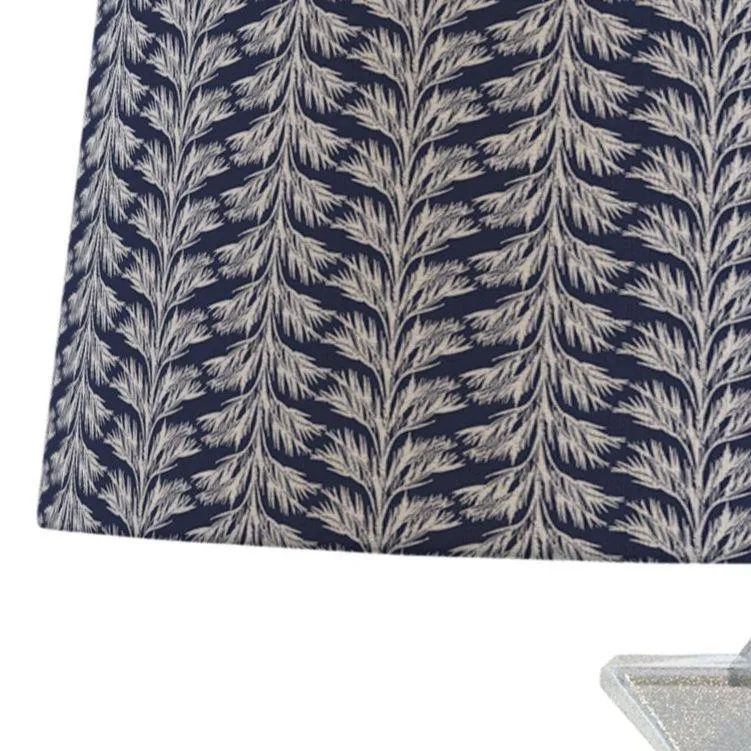 Navy Blue Coastal Lampshade in SABAL STRIPE Palms Pattern