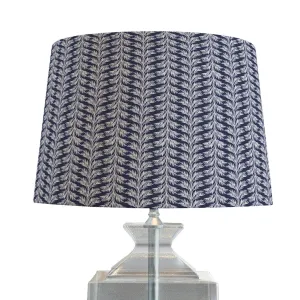 Navy Blue Coastal Lampshade in SABAL STRIPE Palms Pattern