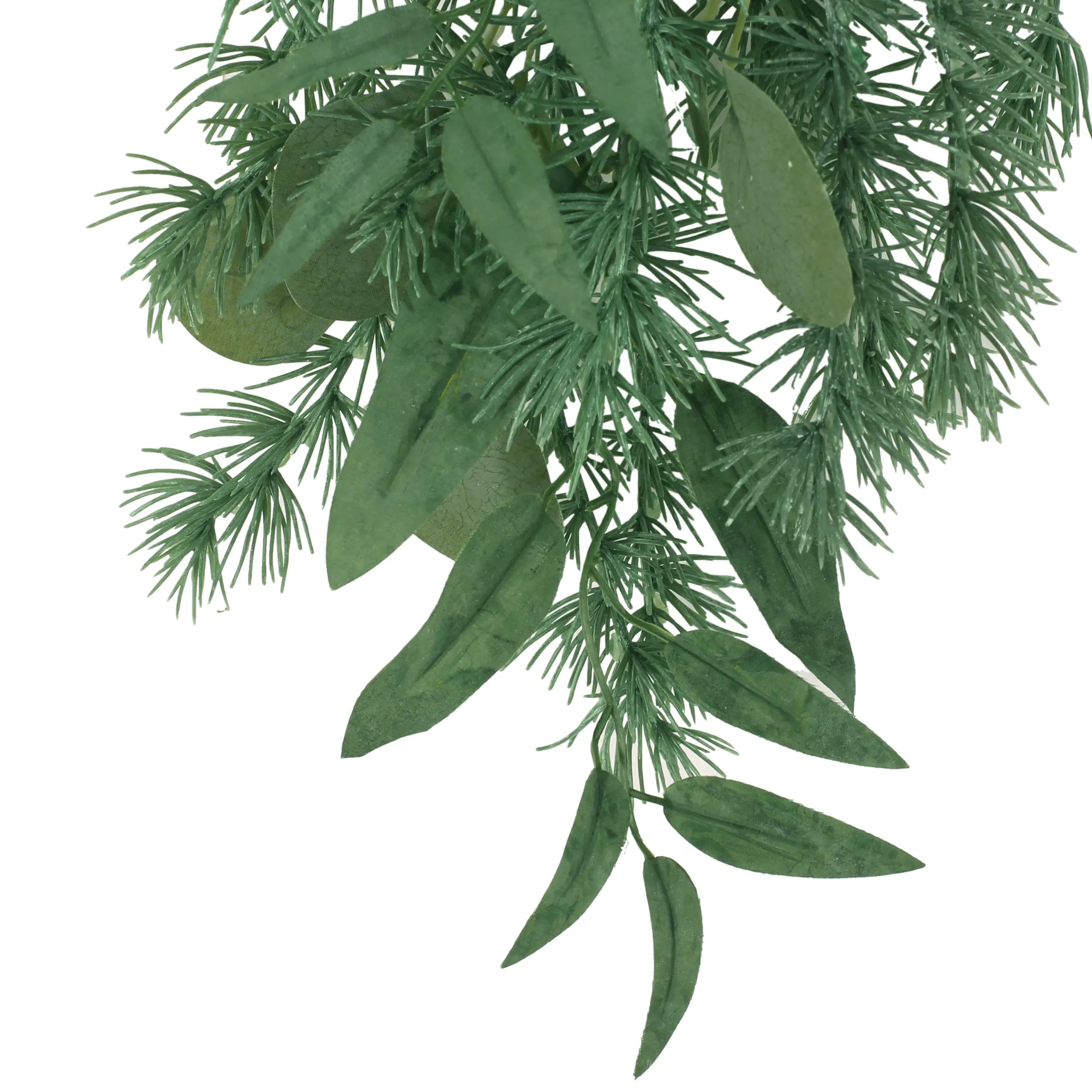 Nolta 32.5" Eucalyptus and Fir Artificial Teardrop Wreath, Green
