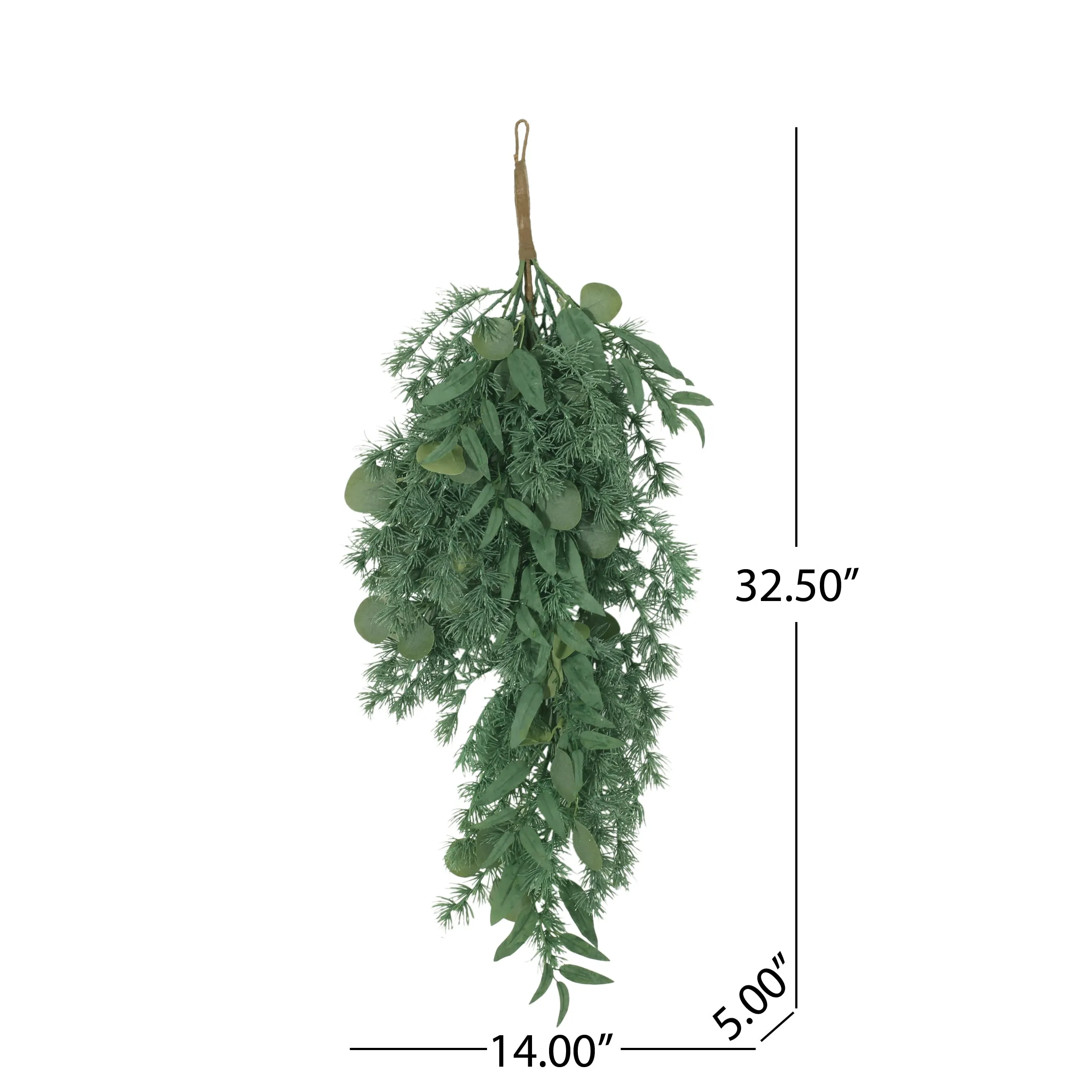 Nolta 32.5" Eucalyptus and Fir Artificial Teardrop Wreath, Green