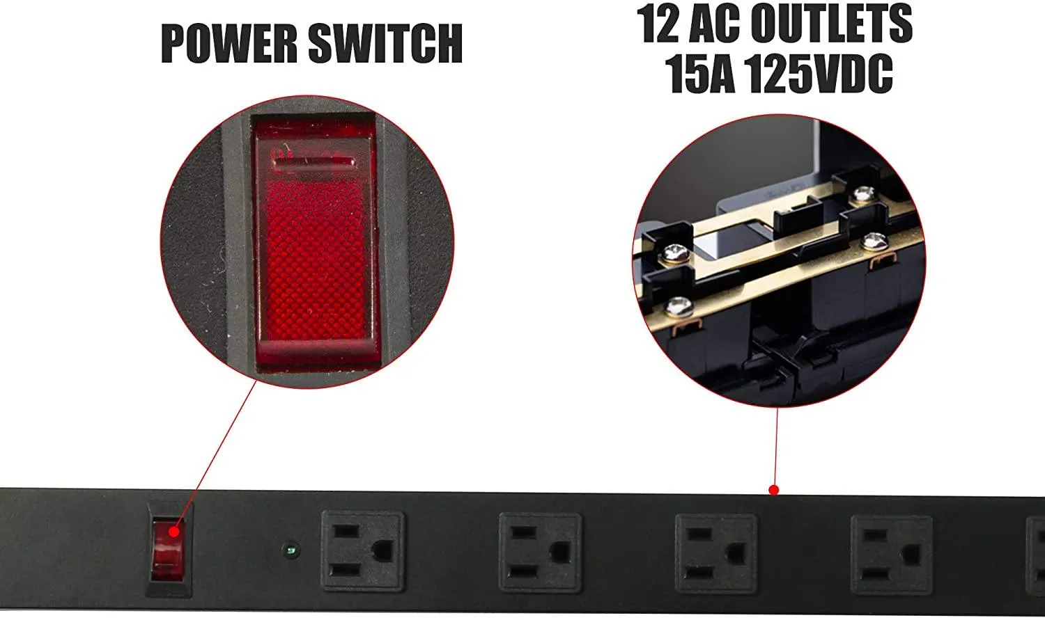 Power Strip, Mountable Surge Protector with Outlets and USB Ports 6 Feet Long Extension Cord for Home, Office -Black (1, 12 outlets)