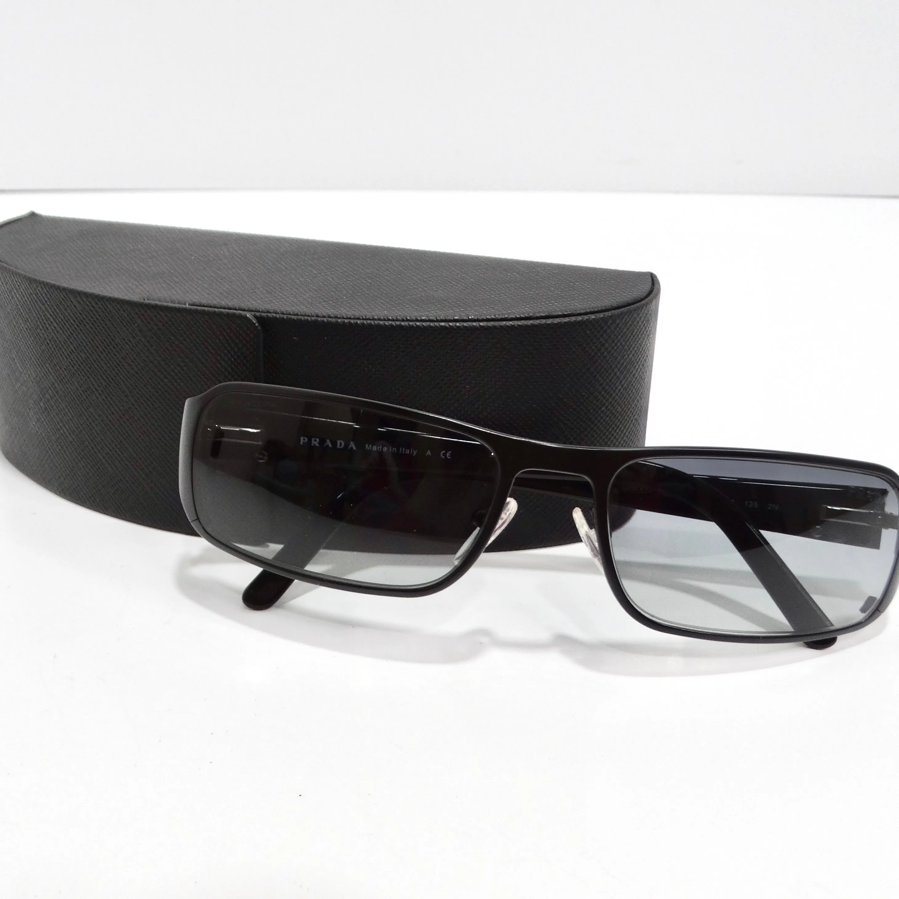 Prada 1990s Black Rectangular Frame Sunglasses