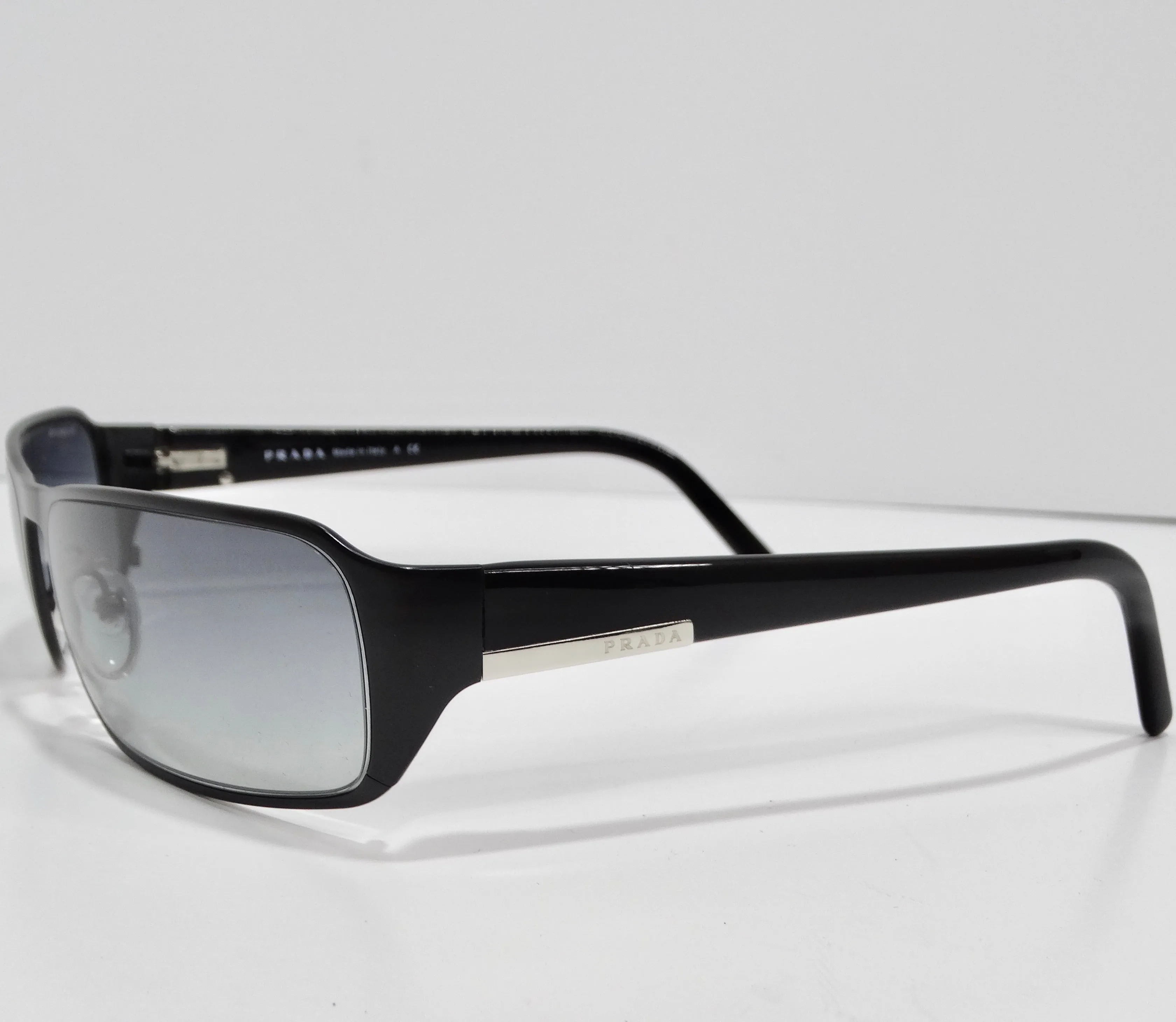 Prada 1990s Black Rectangular Frame Sunglasses