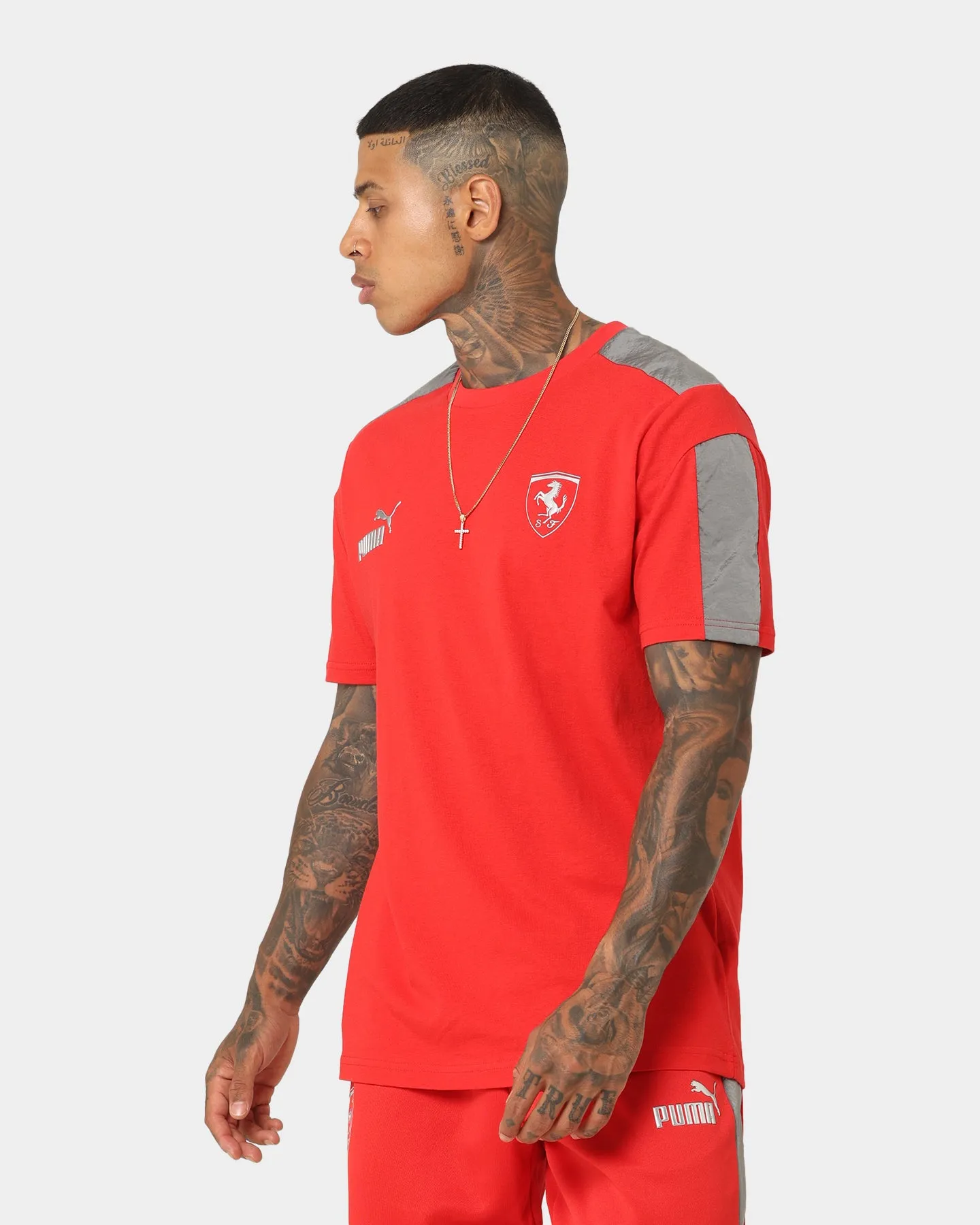 Puma X Ferrari Motorsports Race MT7 Monochrome T-Shirt Rosso Corsa
