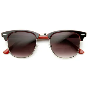 Retro Two Tone Colorful Half Frame Horned Rim Sunglasses 9182