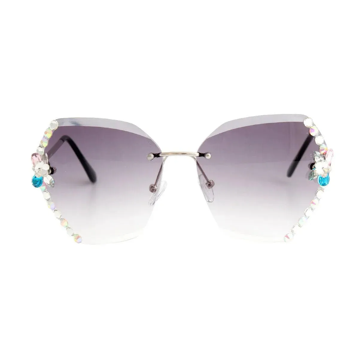 Sassy Rimless Rhinestone Black Sunglasses for Women – Upgrade Your Style
