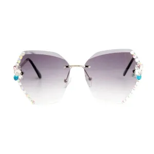 Sassy Rimless Rhinestone Black Sunglasses for Women – Upgrade Your Style