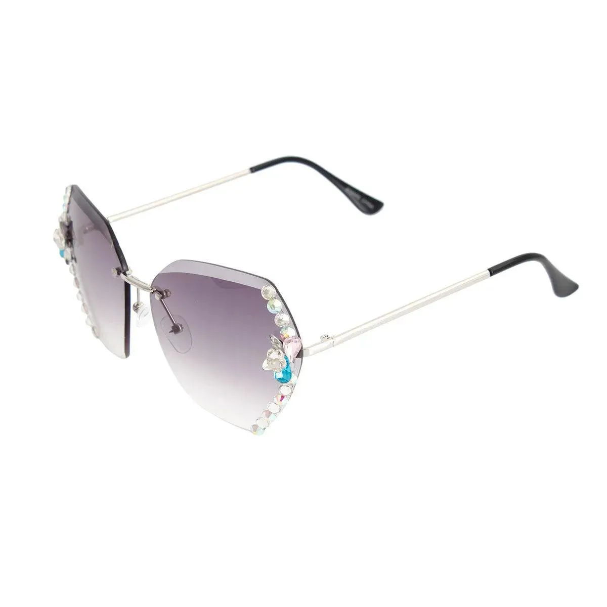 Sassy Rimless Rhinestone Black Sunglasses for Women – Upgrade Your Style