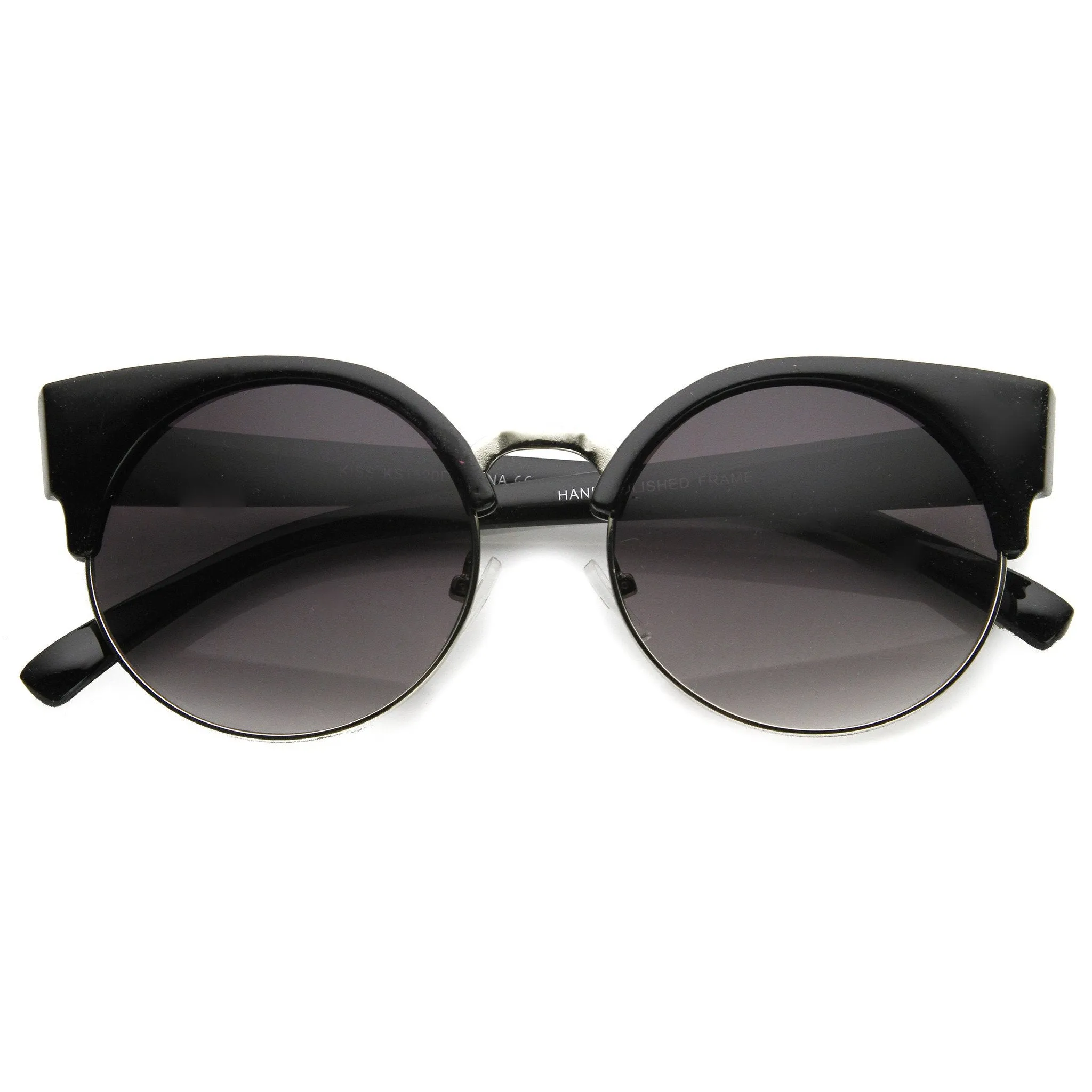Trendy Chic Modern Round Half Frame Cat Eye Sunglasses 9200