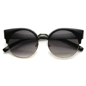 Trendy Chic Modern Round Half Frame Cat Eye Sunglasses 9200