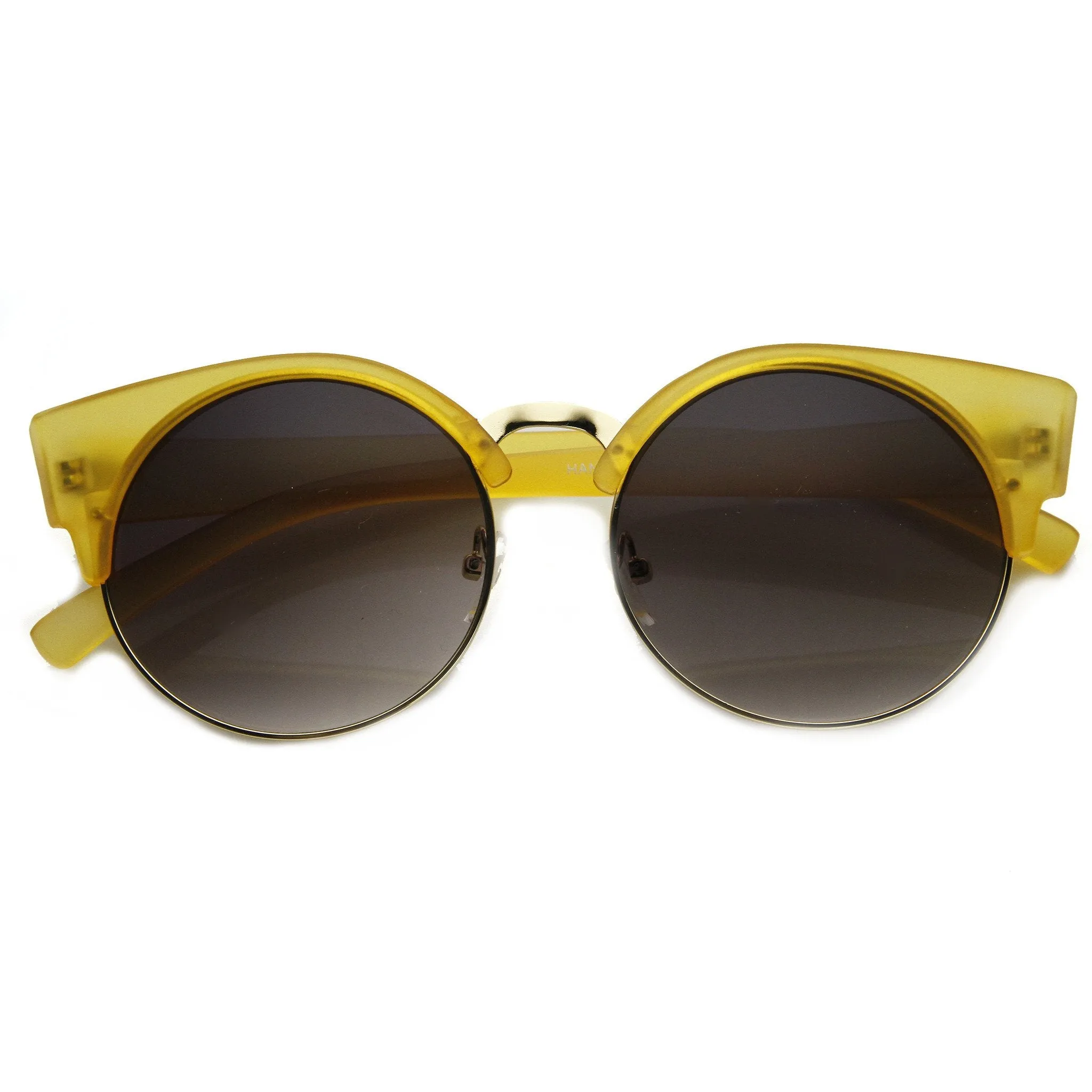 Trendy Chic Modern Round Half Frame Cat Eye Sunglasses 9200