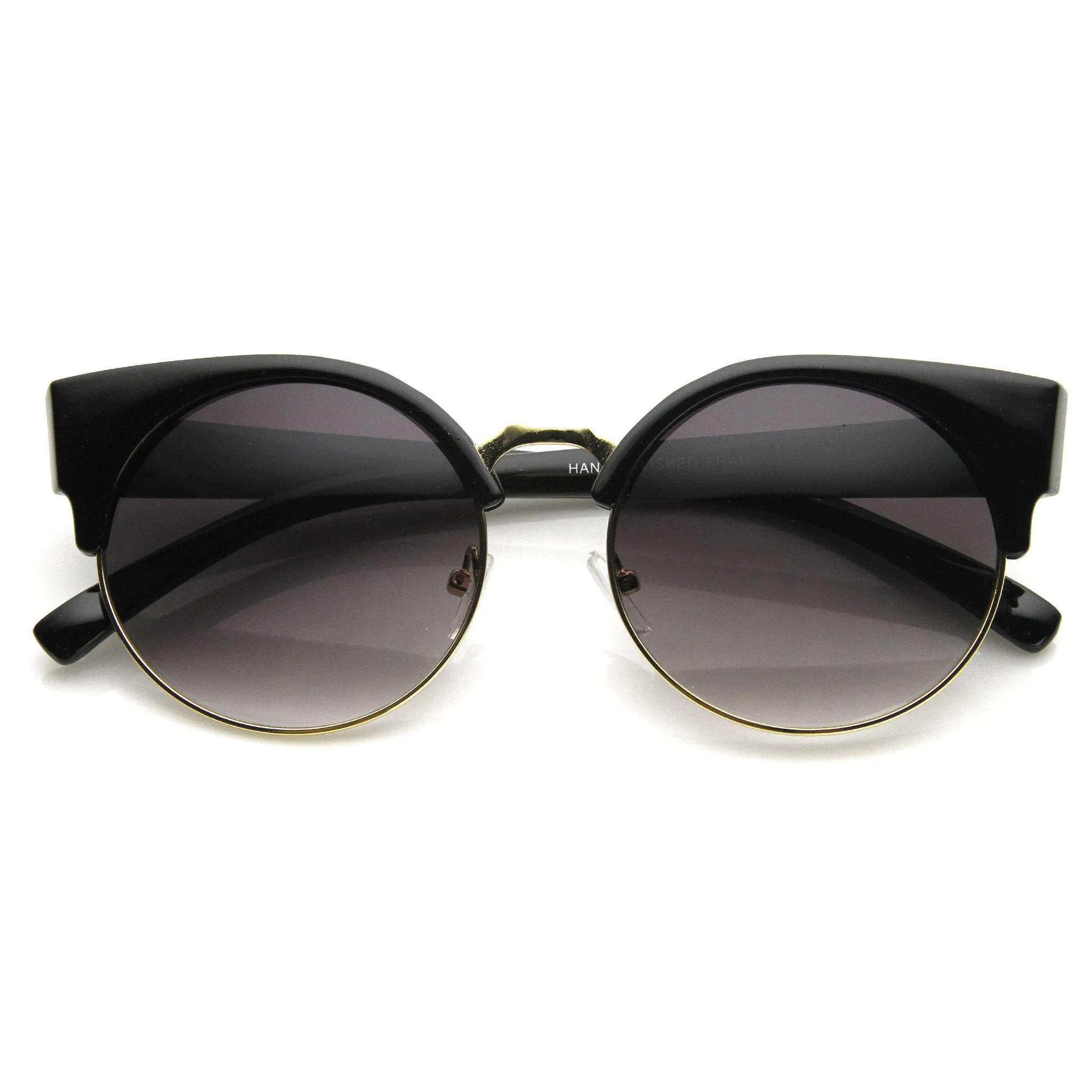 Trendy Chic Modern Round Half Frame Cat Eye Sunglasses 9200