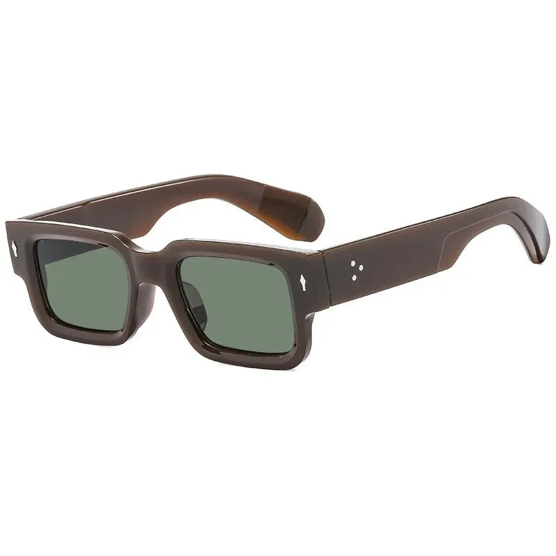VAIGE Retro Square Sunglasses with Rivet Design - UV400 Protection, Plastic Frame and Lenses, Lens Width 49mm, Lens Height 35mm