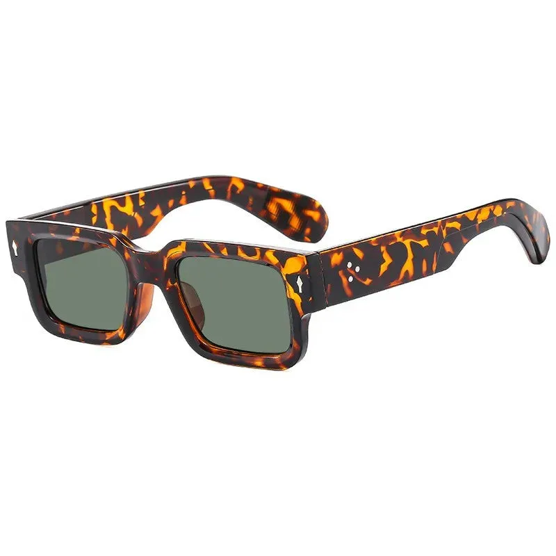 VAIGE Retro Square Sunglasses with Rivet Design - UV400 Protection, Plastic Frame and Lenses, Lens Width 49mm, Lens Height 35mm