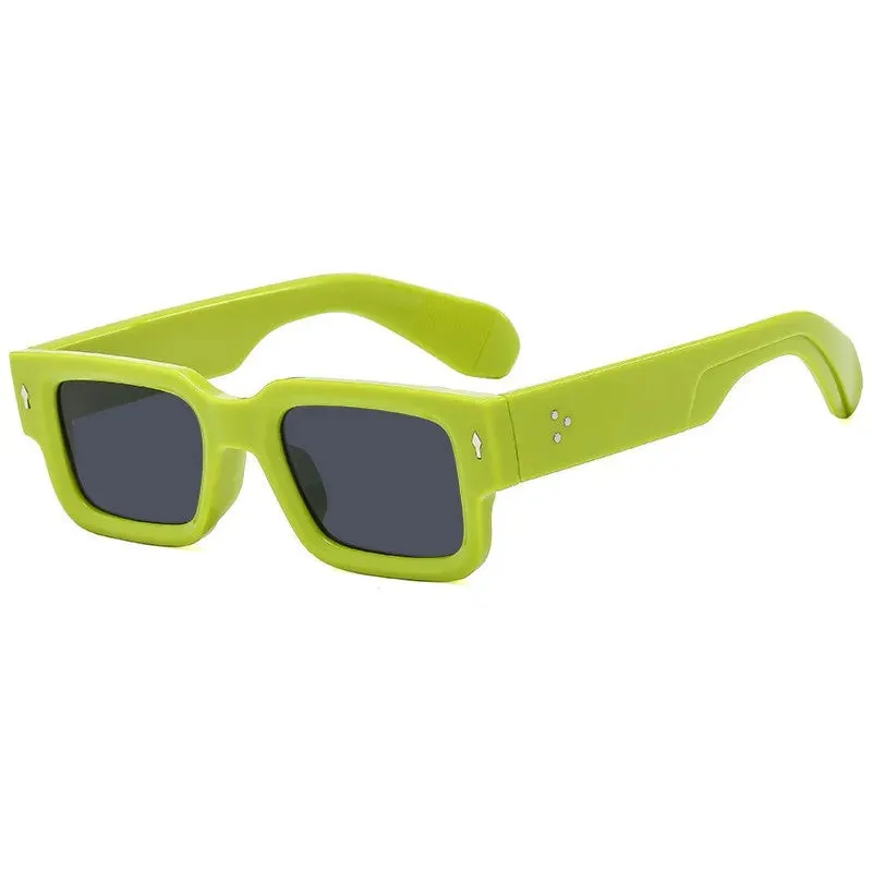 VAIGE Retro Square Sunglasses with Rivet Design - UV400 Protection, Plastic Frame and Lenses, Lens Width 49mm, Lens Height 35mm