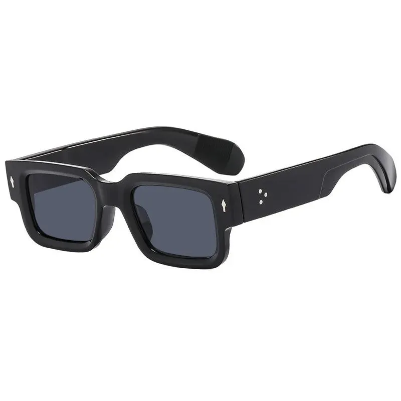 VAIGE Retro Square Sunglasses with Rivet Design - UV400 Protection, Plastic Frame and Lenses, Lens Width 49mm, Lens Height 35mm