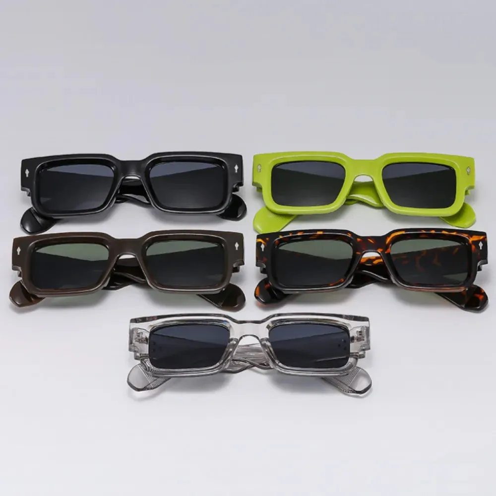 VAIGE Retro Square Sunglasses with Rivet Design - UV400 Protection, Plastic Frame and Lenses, Lens Width 49mm, Lens Height 35mm