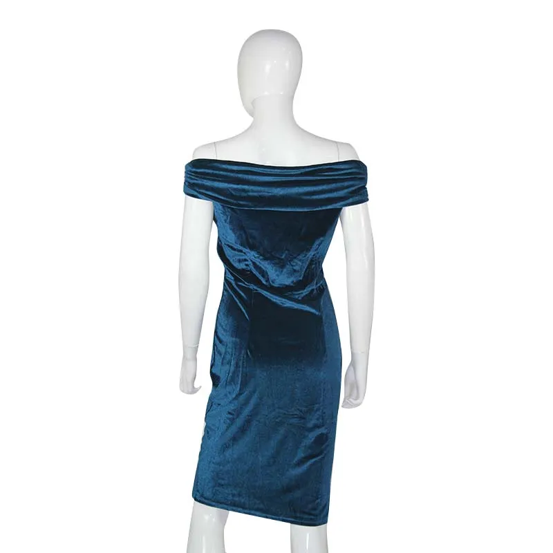 VenusFox Off the shoulder Sexy Slash Velvet Dresses