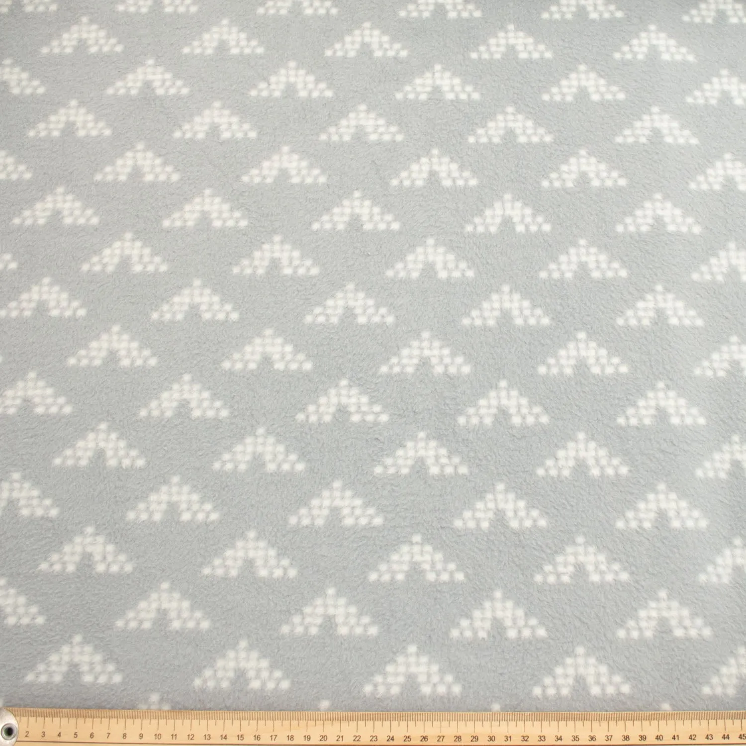 White Dot Triangles on Grey Printed Polar Fleece Design 223