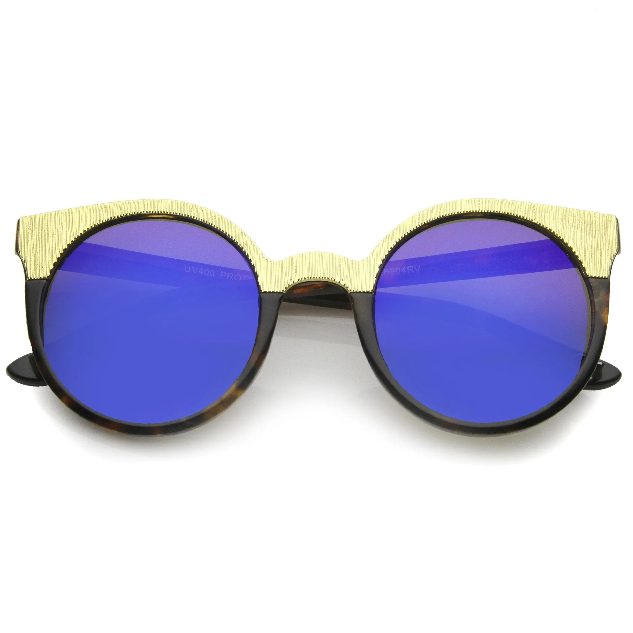 Women's Round Metallic Trim Cat Eye Sunglasses A749