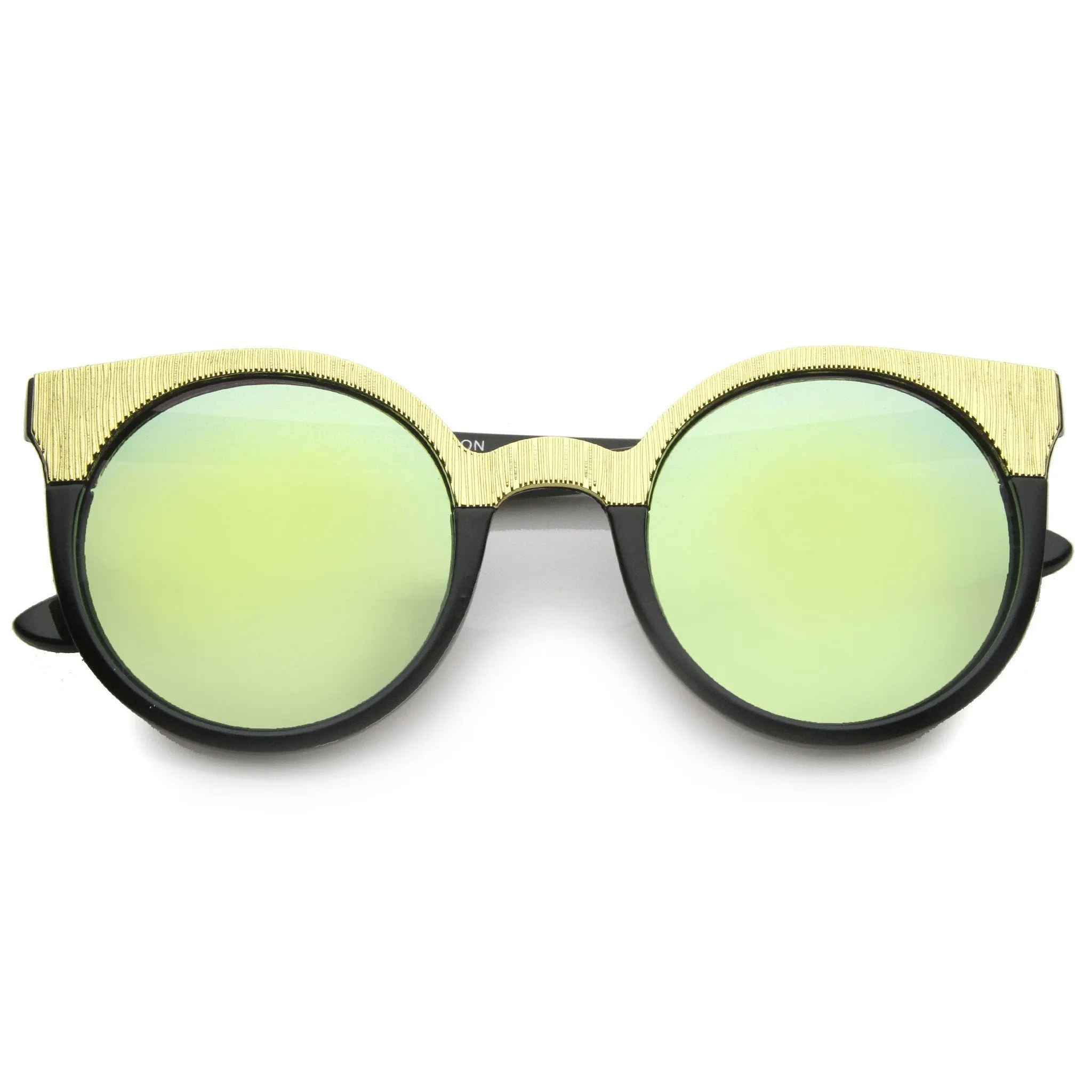 Women's Round Metallic Trim Cat Eye Sunglasses A749