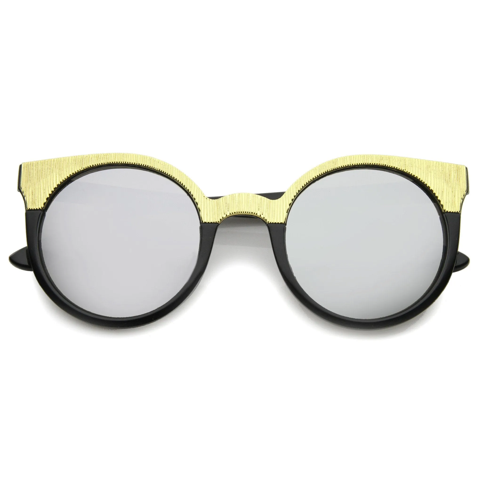 Women's Round Metallic Trim Cat Eye Sunglasses A749