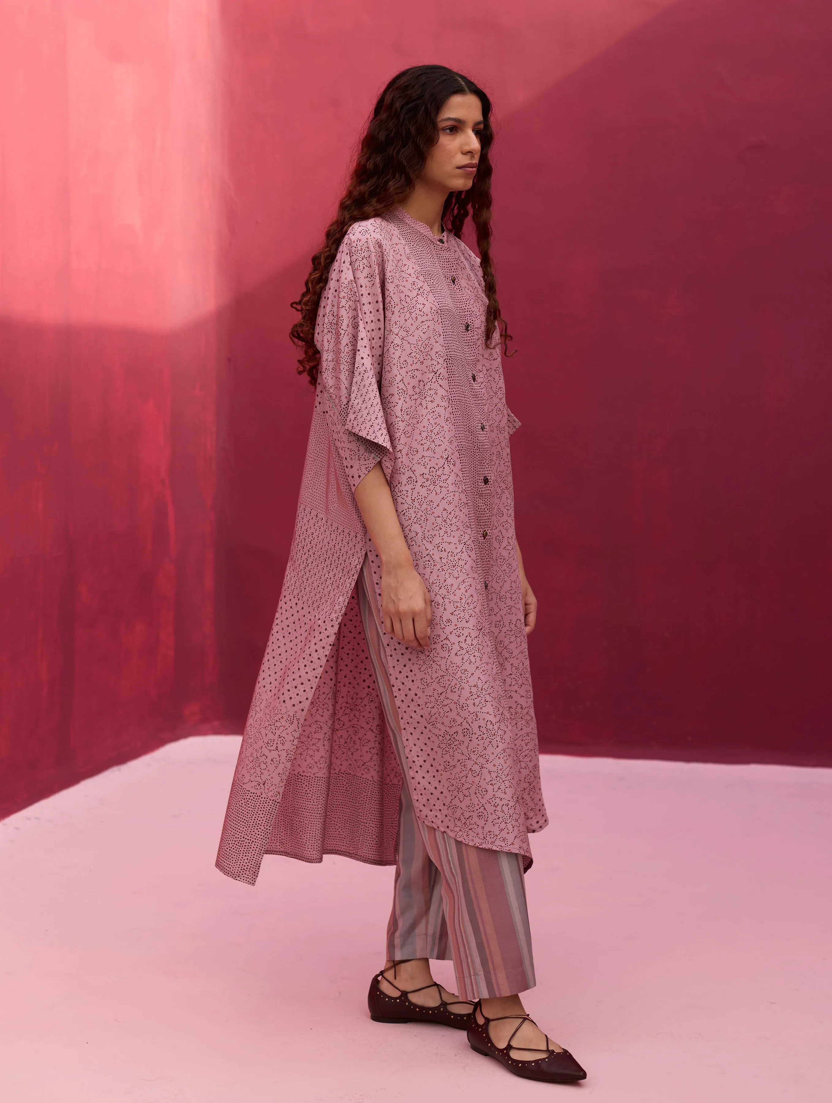 Zizara Block Printed Kurta - Lavender